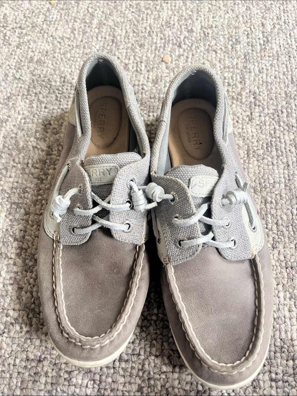 Sperry Men's Taupe Gray Suede & Canvas Boat Shoes